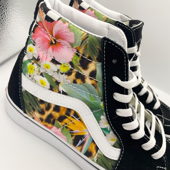 VANS sk8-hi unisex hawaiian tropical leopard print sneakers - Picture 9 of 10